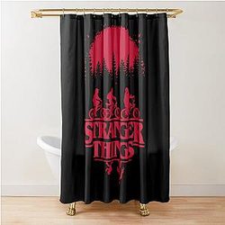 Stranger Things Group Bike Ride Upside Down Shower Curtain