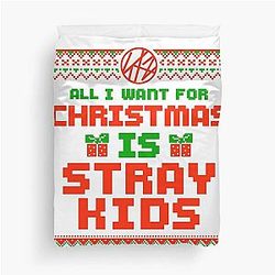 All I want for Christmas is Stray Kids everywhere around the world you make SKZ Stay world domination Bang Chan Lee Know Changbin Han Felix Seungmin in Kpop Skzoo Xmas Duvet Cover