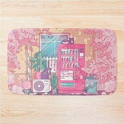 The stray cats and pink cherry blossom Bath Mat