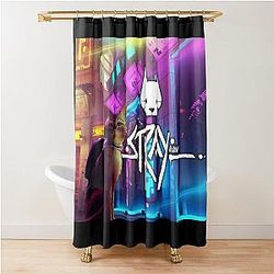 Stray game cat sad shower curtain