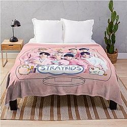 SKZ pink poster You make Stray Kids stay kpop cute happy ot8 throw blanket