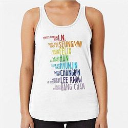 Stray Kids FAM Name Lyrics Multi-colored Racerback Tank Top