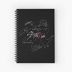 Stray Kids Logo with Signatures Black Spiral Notebook