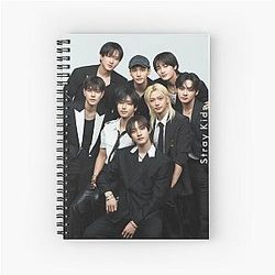Stray Kids dominate black and white tour signatures autographs comeback poster kpop boy group bang chan lee know changbin han felix seungmin jeongin Spiral Notebook