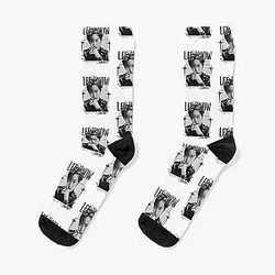 Lee Know Stray Kids Monochrome Black White Classic Design Collage Socks