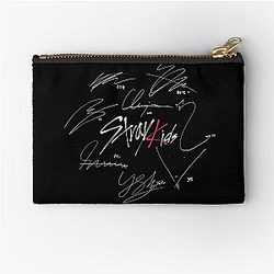 Stray Kids OT8 Logo with Signature Black Zipper Pouch