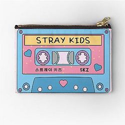 Stray Kids Cute Retro Pastel Cassette Tape Blue Zipper Pouch