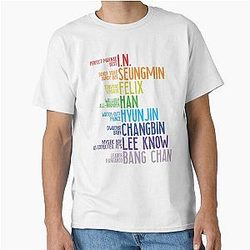 Stray Kids Name Lyrics Multi-colored Classic T-Shirt
