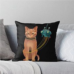 Stray Cat and Robot Throw Pillow