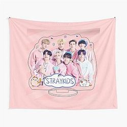 Stray Kids pink poster You make us stay kpop cute happy ot8 Tapestry