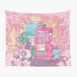 The stray cats and pink cherry blossom Tapestry