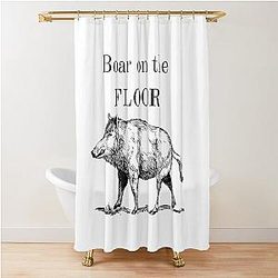 Boar on the floor succession white shower curtain
