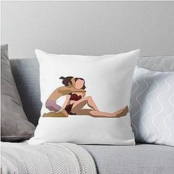 Suki and Sokka on the Beach Throw Pillow