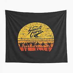 vintage retro sunset curve tapestry