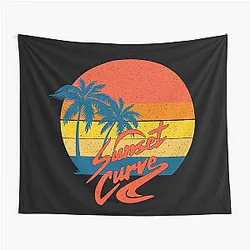 Sunset Curve Logo Band Netflix Colorful Tapestry