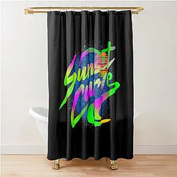 Vibrant Retro Sunset Shower Curtain