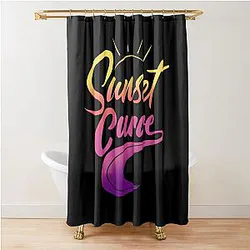 vintage retro sunset curve Shower Curtain
