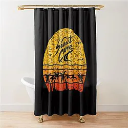 Vintage retro shower curtain for a sunset curve