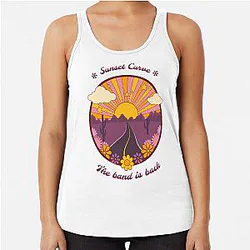 Sunset Curve Retro Design Julie and Phantoms Racerback Tank Top