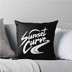 Sunset Curve White Logo Throw Pillow