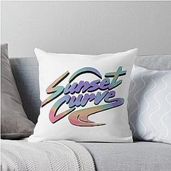 Rainbow Sunset Curve Throw Pillow