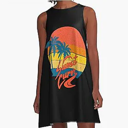 Sunset Curve Logo Band Colorful A-Line Dress
