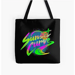 Vintage Retro Sunset Curve All-Over Print Tote Bag