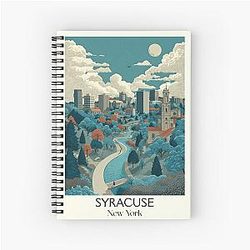Syracuse New York Vintage Poster - Central NY Cityscape Spiral Notebook