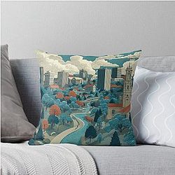 Syracuse New York Vintage Poster - Central NY Cityscape Throw Pillow