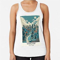 Syracuse New York Vintage Poster - Central NY Cityscape Racerback Tank Top