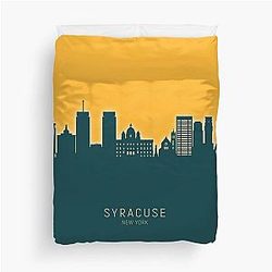 Syracuse New York Skyline Duvet Cover