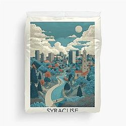 Syracuse New York Vintage Poster - Central NY Cityscape Duvet Cover