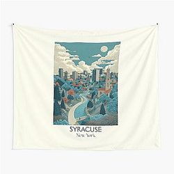 Syracuse New York Vintage Poster - Central NY Cityscape Tapestry