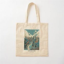 Syracuse New York Vintage Poster Central NY Cityscape Cotton Tote Bag