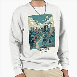 Syracuse New York Vintage Poster Central NY Cityscape Pullover Sweatshirt