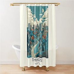 Syracuse New York Vintage Poster Central NY Cityscape Shower Curtain