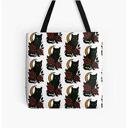 My Black Cat Named Taboo Over Print Tote Bag