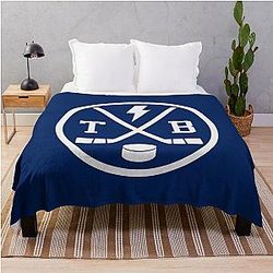 Retro Tampa Bay Hockey Emblem Vintage TB Throw Blanket