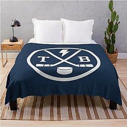 Retro Tampa Bay Hockey Emblem Vintage Throw Blanket