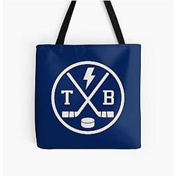 Retro Tampa Bay Hockey Emblem Vintage TB All Over Print Tote Bag
