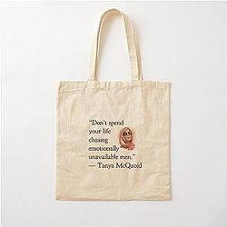 Tanya McQuoid White Lotus Quotes Emotionally Unavailable Men Cotton Tote Bag