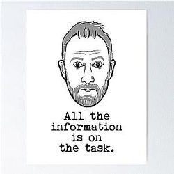 Taskmaster - Alex Horne - All information is on the task poster