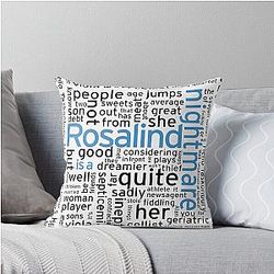Rosalind is a Taskmaster White and Blue Throw Pillow