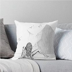 Tate McRae digital pencil drawing Throw Pillow