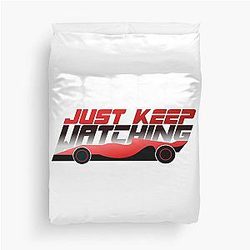 F1 Themed Just Keep Watching Lyrics Duvet Cover by Tate McRae