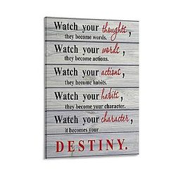 Watch Your Thoughts They Become Destiny Inspirational for Women Team Spirit Canvas Art Poster Family Office Decor