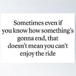 Sometimes if you know how something's gonna end, that doesn't mean you can't enjoy the ride — Ted Mosby HIMYM quote Poster