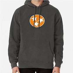 Tennessee Tri Star Logo Orange and White Pullover Hoodie by Homegrown Threads