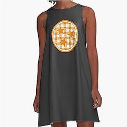 Orange Buffalo Plaid A-Line Dress