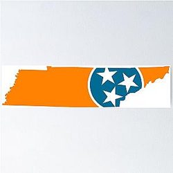 Tennessee Tri Star Lady Orange and Blue Poster